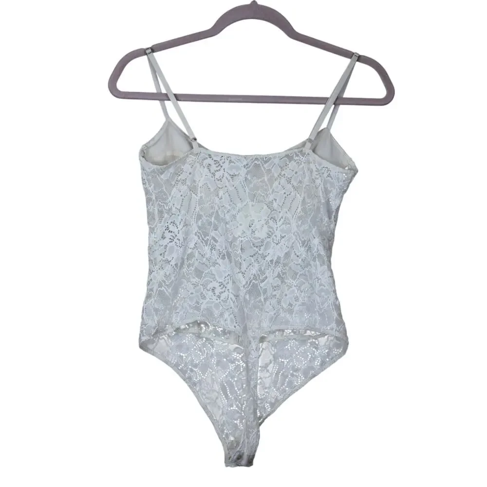 NWT Free People X Intimately Ivory Lace Night Rhythm Mesh Corset Bodysuit Size M
